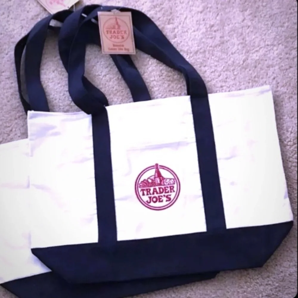 Trader Joe’s Bags x 2 Canvas Totes • BNWT! VERY HARD TO FIND! - Picture 1 of 5